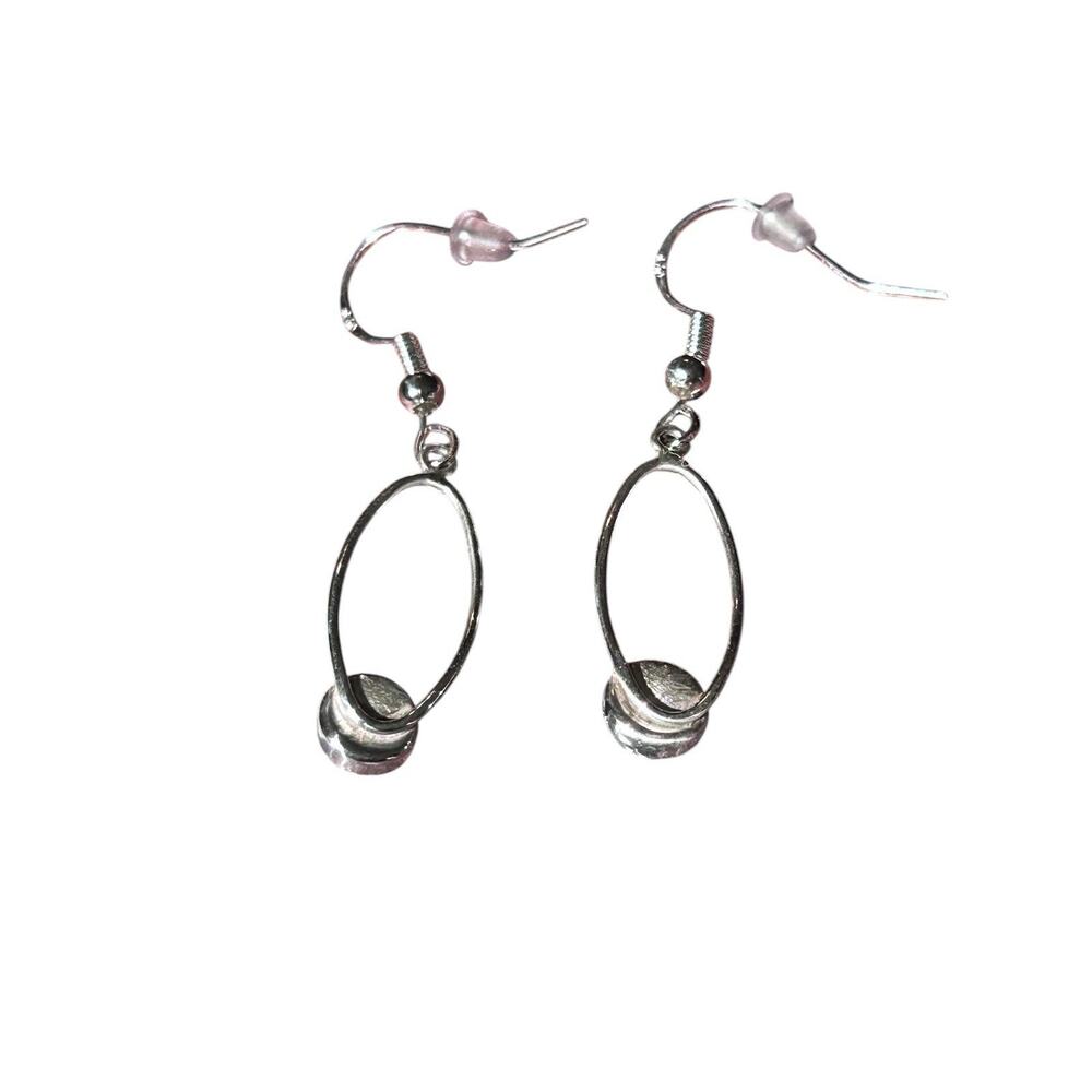 Sterling Silver & Kingman Turquoise Dangle Drop Oval Earrings Hand Crafted New - Picture 2 of 7